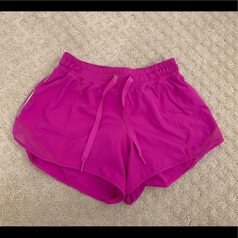 fuchsia colored lululemon shorts